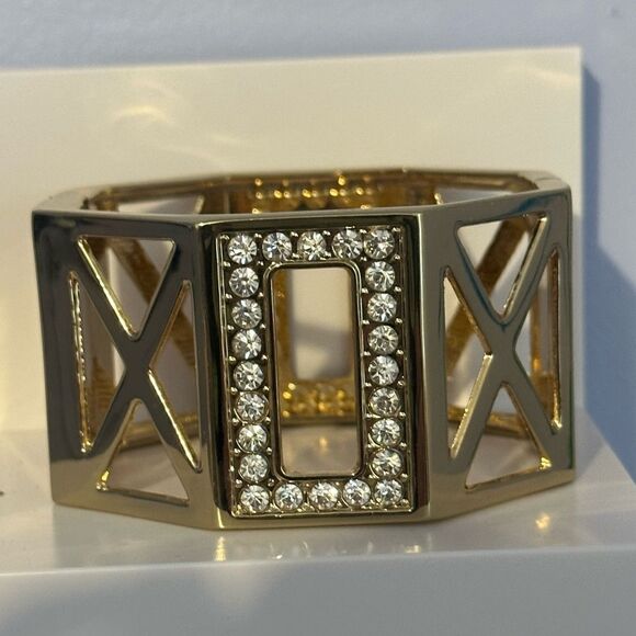 Bangle bracelet gold rhinestone Xoxo - Picture 2 of 2